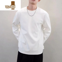 YANXU新款长袖T恤男潮牌宽松休闲圆领设计感纯色百搭打底衫上衣潮