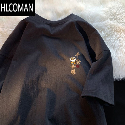 HLCOMAN短袖t恤男2025夏季ins国潮牌休闲百搭港风宽松半袖体恤上衣服