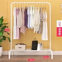 三维工匠落地卧室折叠室内简易衣帽架阳台挂衣架双杆式家用晒衣架子 [长113cm]C款-加固款-三挂无置物层款-白色 1个