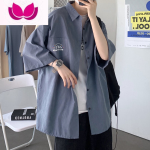 七斓工装短袖衬衫男港风日系薄款衬衣夏季衣服设计感高级外套