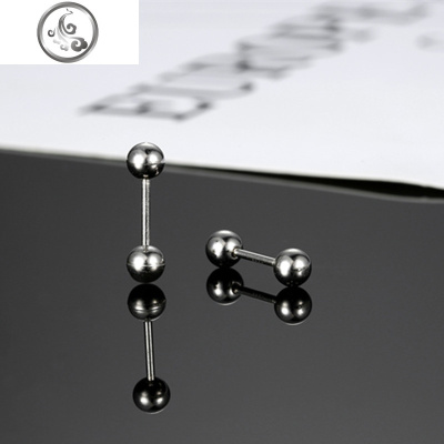 拧螺丝纯银耳钉2019新款潮男生耳骨钉男士耳环女酷帅网红睡觉免摘 JiMi