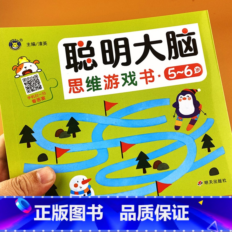 [正版]5-6岁聪明大脑思维游戏书5-6岁幼儿趣味数学观察力迷宫连连看空间推理图画书儿童智力开发左右脑找不同专注力启蒙