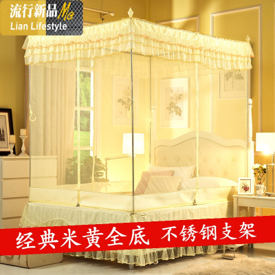 新款防摔蚊帐三开坐床式拉链1.8m床双人家用蒙古包1.5m1.2米 三维工匠