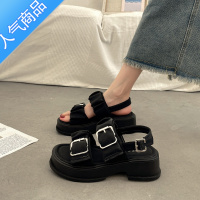 SUNTEK法式罗马凉鞋女夏时尚仙女风配裙子2023新款高级感厚底沙滩鞋