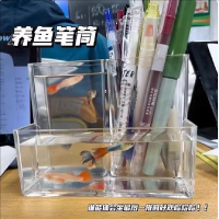 质兴稳 笔筒亚克力透明多格笔筒桌面收纳筒 13cm*8.5cm*9.5cm 1个
