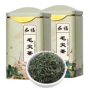 痴福毛尖绿茶新茶叶上等高山云雾明前雨春茶清香毛尖2罐装共250克 毛尖茶-一鹿相伴2罐共250克