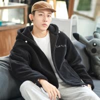 [2.5折价197元]唐狮外套男连帽左胸与后背刺绣字母短款外套男式外套