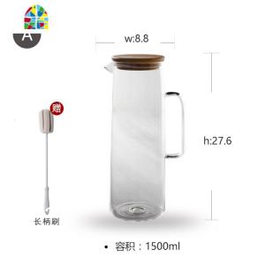 北欧玻璃冷水壶家用耐热防爆高温凉白开杯扎壶大容量水具套装冰箱 FENGHOU 耐热水壶[送玻璃盖]送长柄壶刷1.5凉水壶