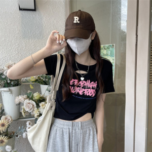 美式辣妹镂空短款T恤女夏季新款设计感修身显瘦短袖学生上衣