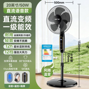先科SAST电风扇家用落地扇直流变频节能电扇一级能效落地风扇 20英寸直流变频-智能语音款风随温变]