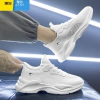聚范男鞋夏季透气薄款网面运动网鞋青少年休闲跑步旅游厚底增高小白鞋