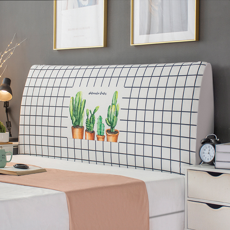 床头套罩 床头罩防尘全包软包床头床靠背罩保护套北欧风格简约 盆栽仙人掌 高度50-65*长度200cm通用款