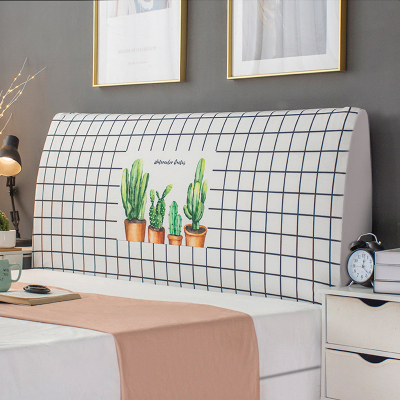 床头套罩 床头罩防尘全包软包床头床靠背罩保护套北欧风格简约 盆栽仙人掌 高度50-65*长度200cm通用款