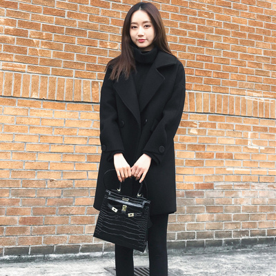 FISHBASKET双面绒大衣女2020年新款赫本风加厚中长款小个子毛呢外套毛呢外套