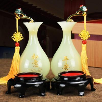 美帮汇平安如意花瓶摆件一对琉璃客厅家居饰品电视酒柜装饰乔迁结婚