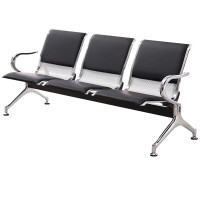锦北 钢制排椅机场椅加固加厚长椅候诊椅连排输液等候椅B款三人位皮面