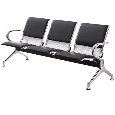 锦北 钢制排椅机场椅加固加厚长椅候诊椅连排输液等候椅B款三人位皮面