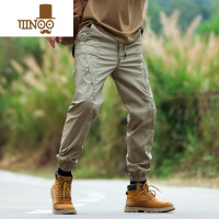 YANXU卡其色速干工装裤男2023秋季户外登山徒步透气宽松机能运动裤