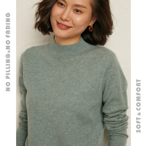 女士半高领毛衣年秋冬新款纯色长袖套头内搭打底针织衫