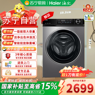 海尔(Haier)[小红花系列]滚筒洗衣机10公斤大容量变频直驱懒人洗衣机家电XQG100-BD532S