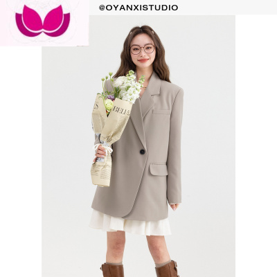 七斓新春通勤简约风翻驳领长袖外套女休闲百搭时尚气质西装套装