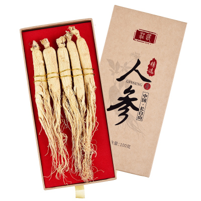 庄民 长白山人参礼盒100g/盒 选大条型人参 每支20克生晒参 可泡白人参酒 年货送礼佳品