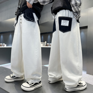 男童裤子春秋款2026新款中大童春装韩系白色长裤儿童休闲裤春季潮
