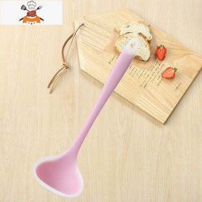 可高温硅胶锅铲套装家用不粘锅专用铲厨具套装炒菜铲子汤勺漏勺 敬平 半透粉 汤勺(长28cm宽8cm)