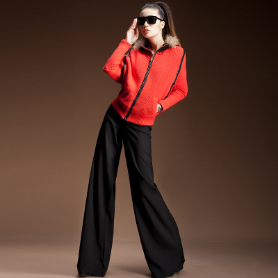 黑色阔腿裤长裤女裤秋季裤子女士高腰大码肥腿裤宽松裙裤