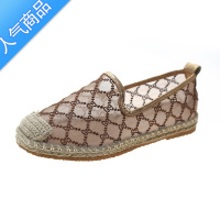 SUNTEK渔夫鞋女夏季网面透气网鞋平底一脚蹬老北京布鞋薄款镂空妈妈凉鞋