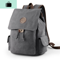 复古休闲帆布男士双肩包时尚潮流背包大容量旅行电脑包学生书包男NEW LAKE 蓝黑色