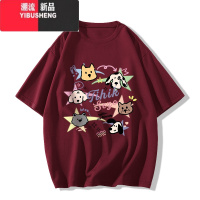 YIBUSHENG渐变玫红色短袖T恤女2024季新款多巴胺宽松半袖火龙果上衣