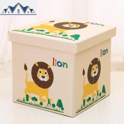 牛津布收纳凳卡通儿童玩具收纳箱可坐成人储物凳子可折叠换鞋凳 三维工匠