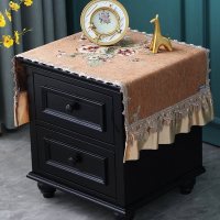 欧式床头柜布盖布卧室搭布防尘罩大喜庆结婚装饰布长方形罩套 语晨咖色床头柜 45*90cm(尺寸不含花边)