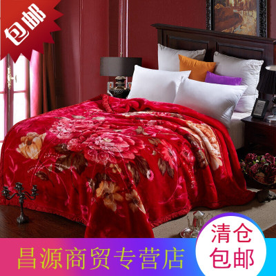 毛毯加厚双层冬季拉舍尔结婚庆大红毯子单人双人盖绒毯子爱的旋律200cmx230cm9斤