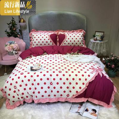 2020春夏新款锦丝棉蝴蝶结四件套风格一网红款床单被套四件套 三维工匠