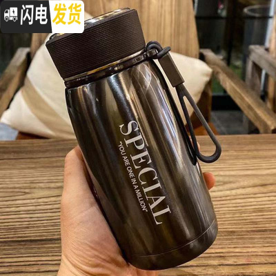 三维工匠小巧简约保温杯女士时尚便携喝水杯子学生韩版潮流男户外防漏 灰色230704-1