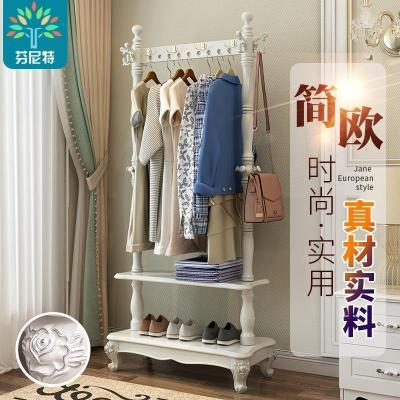 森美人实木衣帽架欧式落地卧室挂衣架客厅厅置物架家用衣服架子