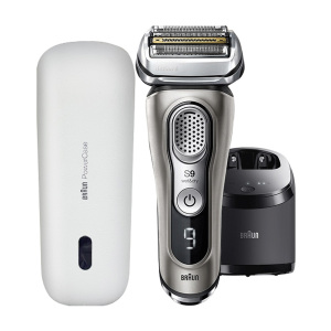 博朗BRAUN四刀头往复式电动剃须刀9385cc+pc 银灰色45分钟长效续航带旅行锁设计