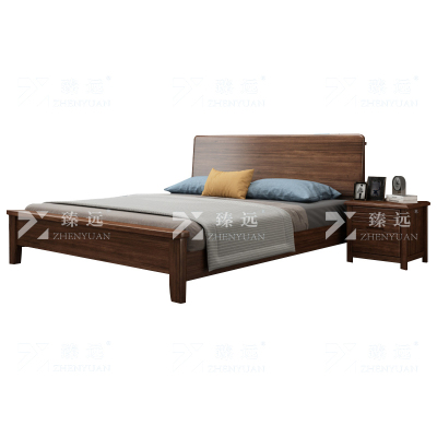 臻远 ZY4022914 实木床胡桃木单人床1.5米含一个床头柜