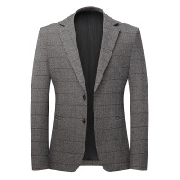 秋季厚款男式休闲西服弹力免烫潮流西装韩版修身单西