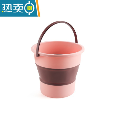 敬平折叠水桶便携式旅行车用车载钓鱼桶家用大容量洗澡泡脚桶加厚塑料 中号粉色