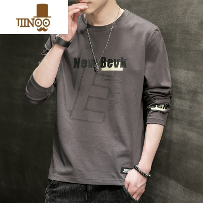 YANXUt恤男士款潮牌百搭宽松圆领打底衫秋季2023新款长袖上衣