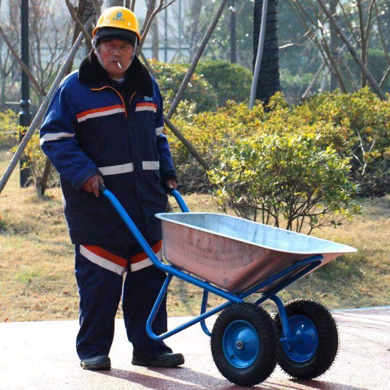 家柏饰(CORATED)独轮小推车工地农用沙泥土建筑翻斗垃圾搬运货花园人力手推车 双轮两轮推车(实心胎)