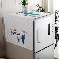 家柏饰(CORATED)北欧风格滚筒洗衣机罩盖布单开双开冰箱盖巾防尘罩棉麻布艺 仙人掌 中号冰箱盖巾(60*150cm)