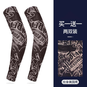 纹身袖套男士花臂防晒冰丝手臂套袖夏季骑行遮阳冰爽袖护臂3759A