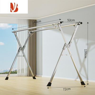 三维工匠晾衣架落地折叠室内阳台晒被子器家用卧室室外不锈钢凉伸缩式杆
