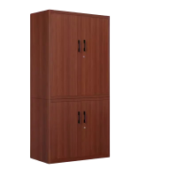 迅迈 深樱桃木不等体分双节 文件柜 钢制铁皮柜 办公资料档案柜 带锁柜储物 矮柜木纹书柜