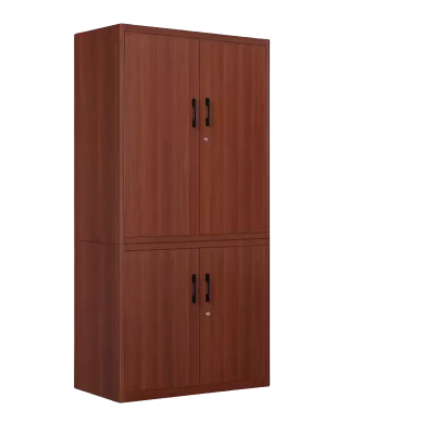 迅迈 深樱桃木不等体分双节 文件柜 钢制铁皮柜 办公资料档案柜 带锁柜储物 矮柜木纹书柜