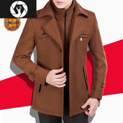 HongZun含50%毛呢大衣男士外套秋冬厚款毛呢夹克青年风衣加厚尼子外套风衣